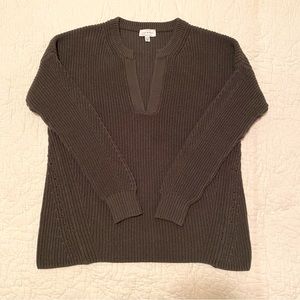 LUCKY BRAND Women’s V-Neck sweater, size XL, color Olive/Brown, 100% cotton